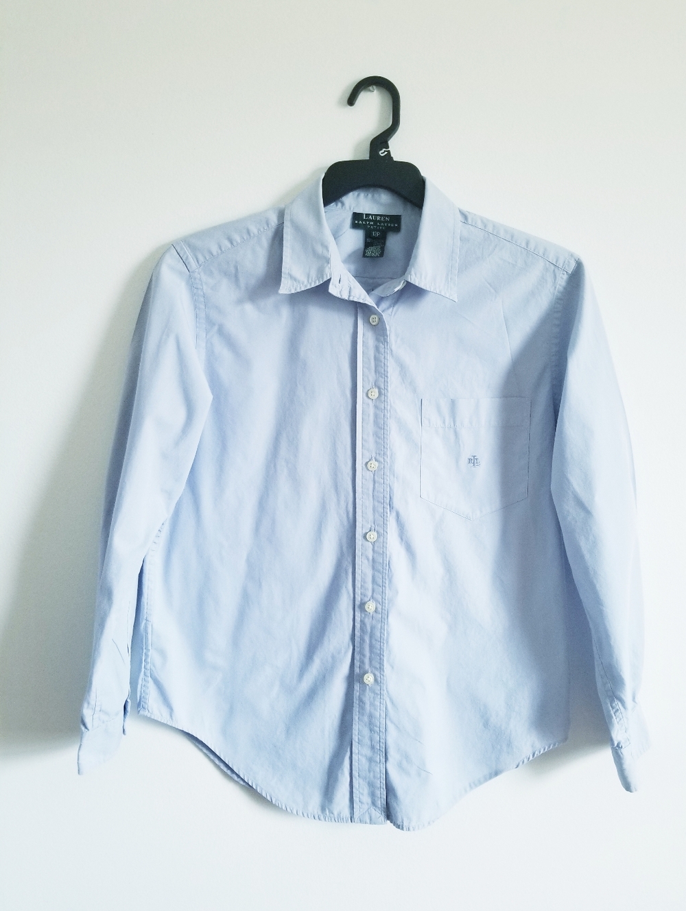 Ralph Lauren Women's Light Blue  Button-Down Shirt Size 12 Petite
